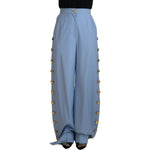 Dolce & Gabbana Light Blue Button Wide Leg Pants PAN74196 - 40