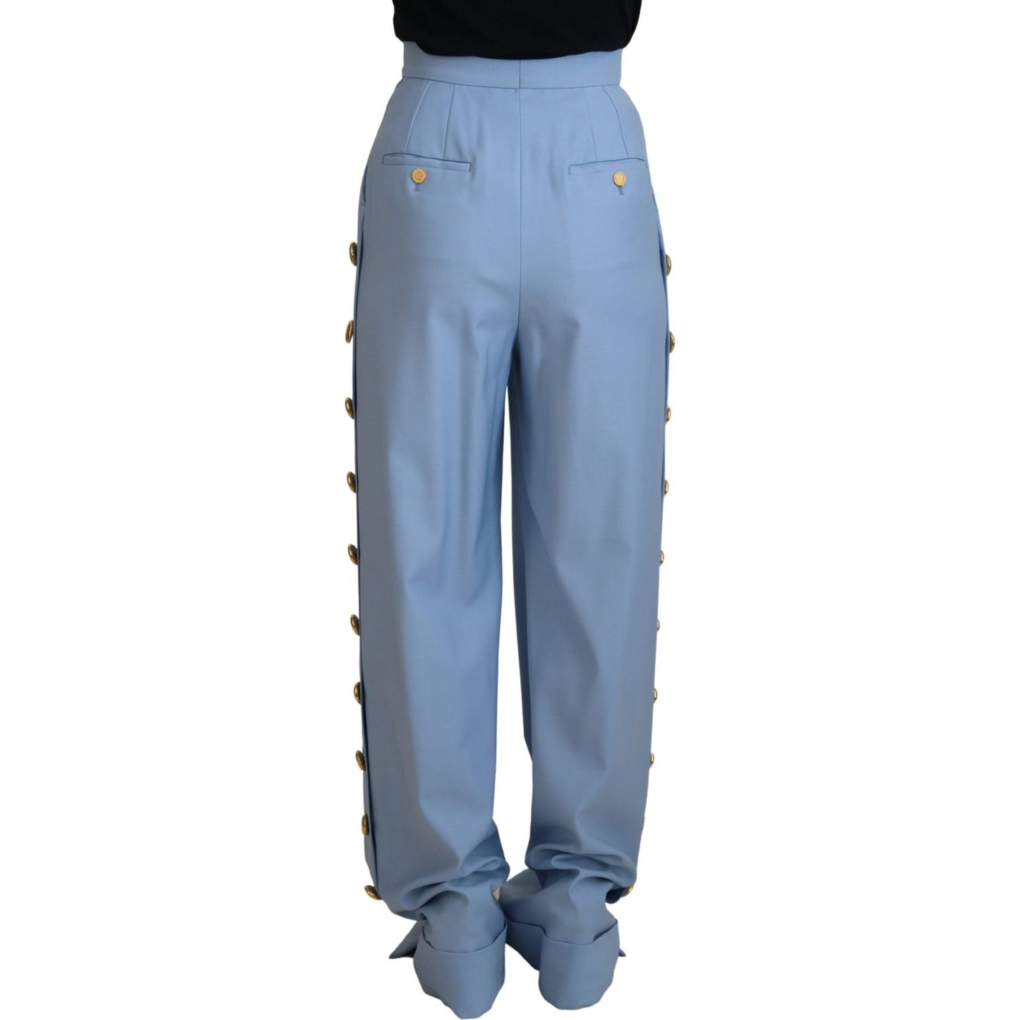 Dolce & Gabbana Light Blue Button Wide Leg Pants PAN74196 - 40