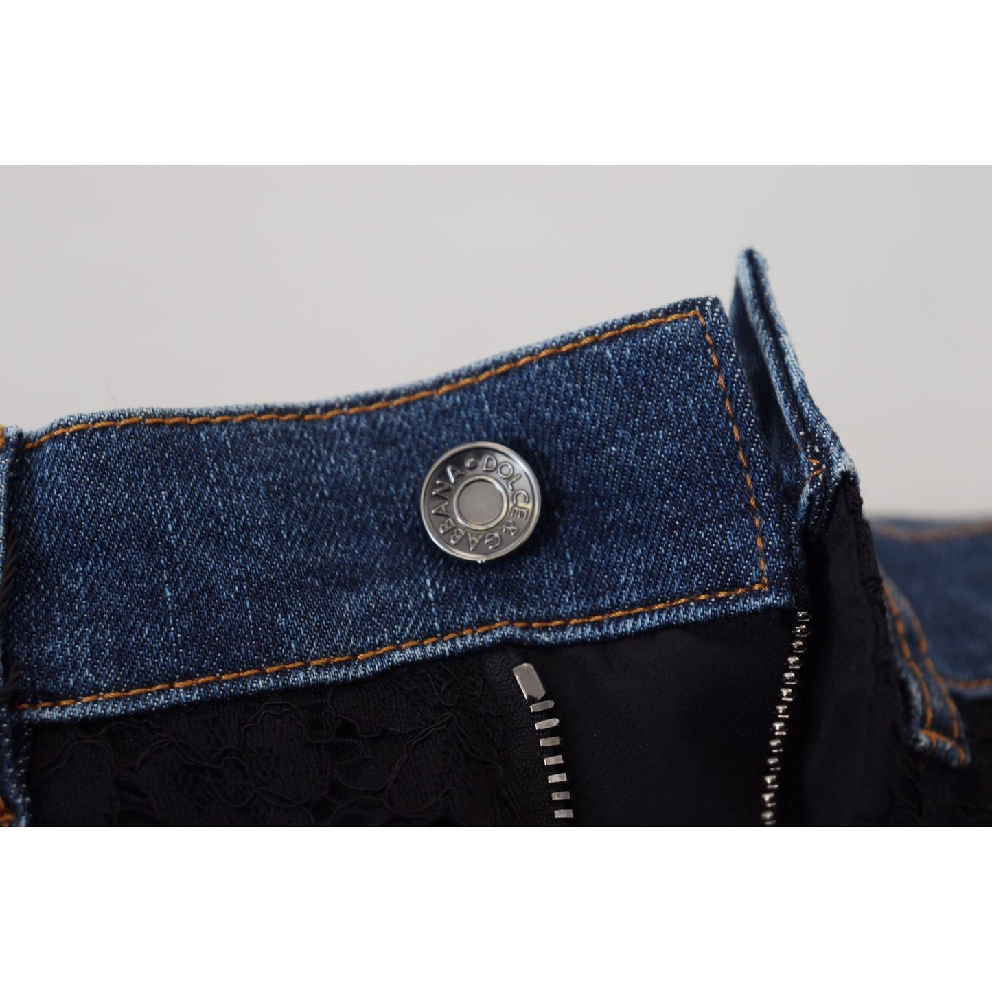 Dolce & Gabbana Black Floral Lace Front Skinny Denim Jeans PAN74208 - 40