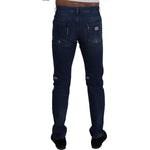 Dolce & Gabbana Blue Cotton Skinny Tattered Denim Jeans PAN73394 - 44
