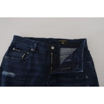 Dolce & Gabbana Blue Cotton Skinny Tattered Denim Jeans PAN73394 - 44