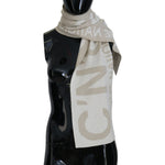 Costume National Beige White Logo Wrap Warmer Shawl Scarf MS6842