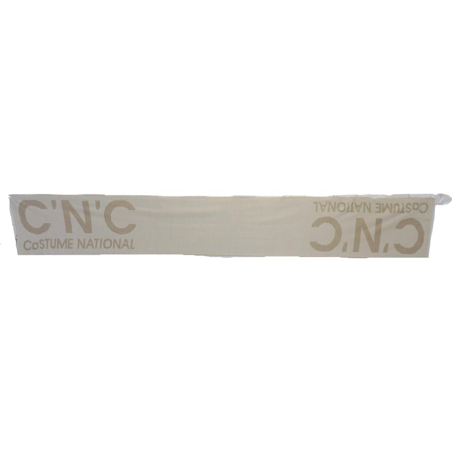 Costume National Beige White Logo Wrap Warmer Shawl Scarf MS6842
