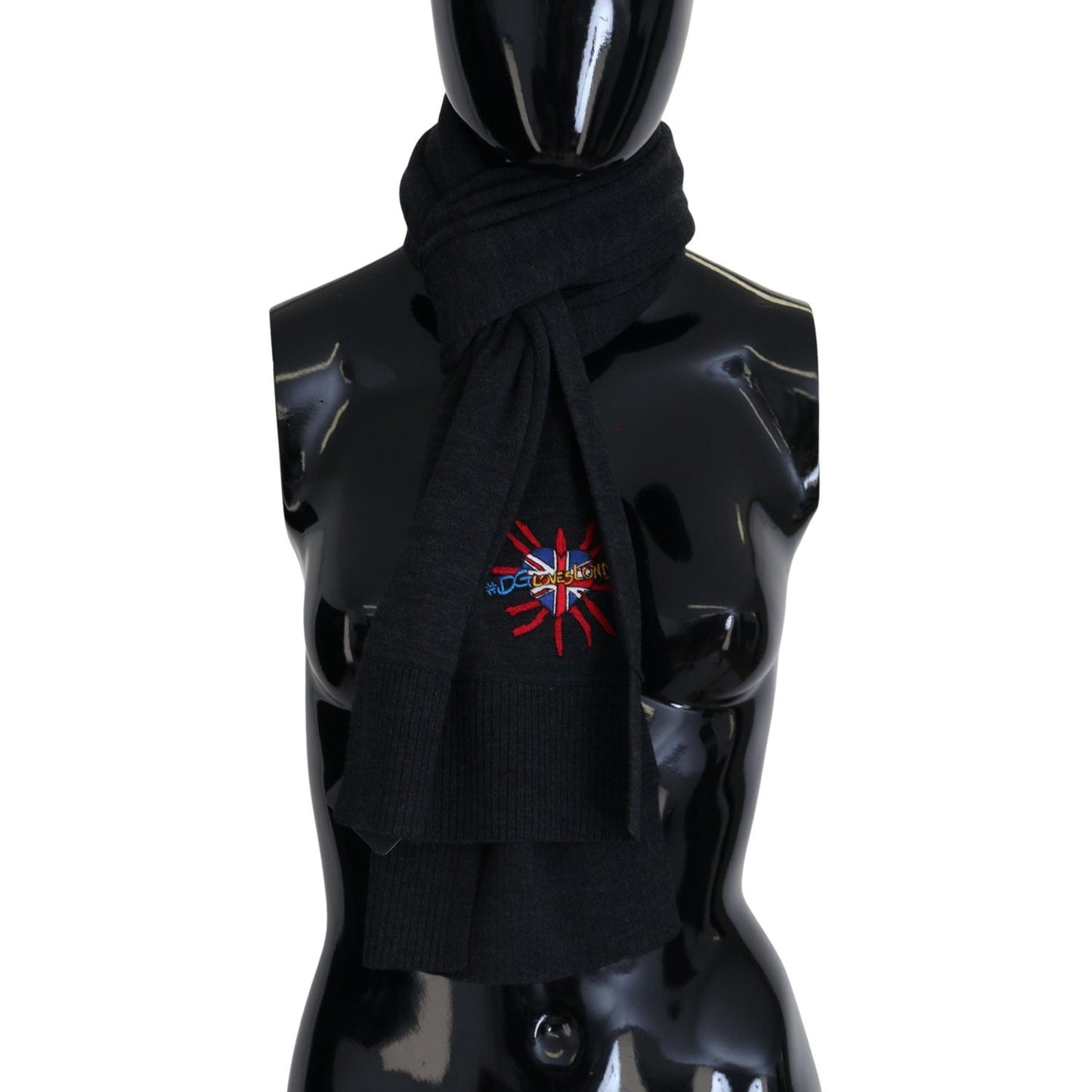 Dolce & Gabbana Black Sacred Heart #DGLovesLondon Wrap Scarf MS6897