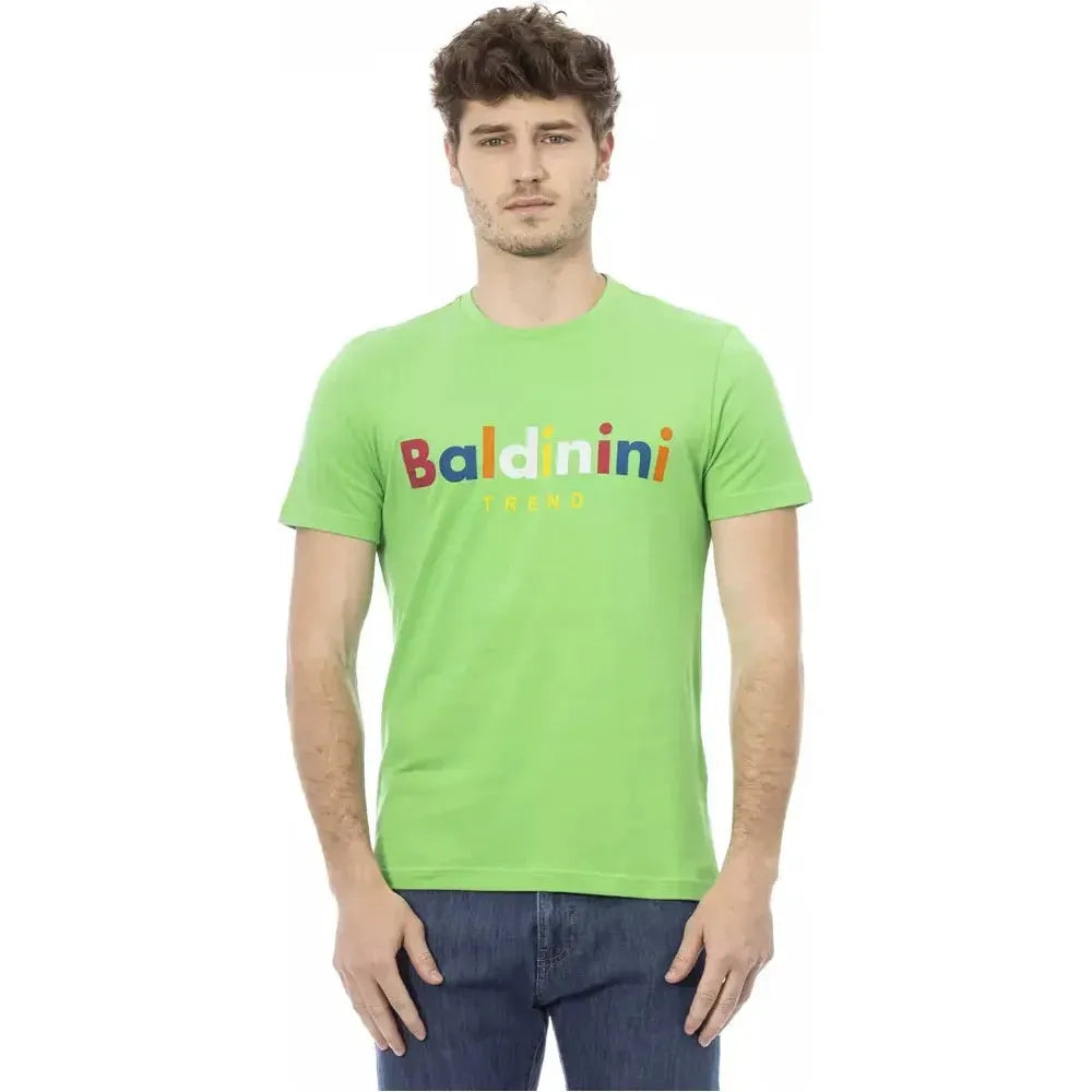 Baldinini Trend Green Cotton Men T-Shirt BA-23188-XS