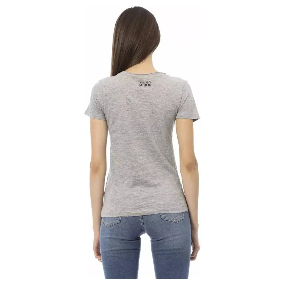 Trussardi Action Gray Cotton Women T-Shirt TR-23021-XS