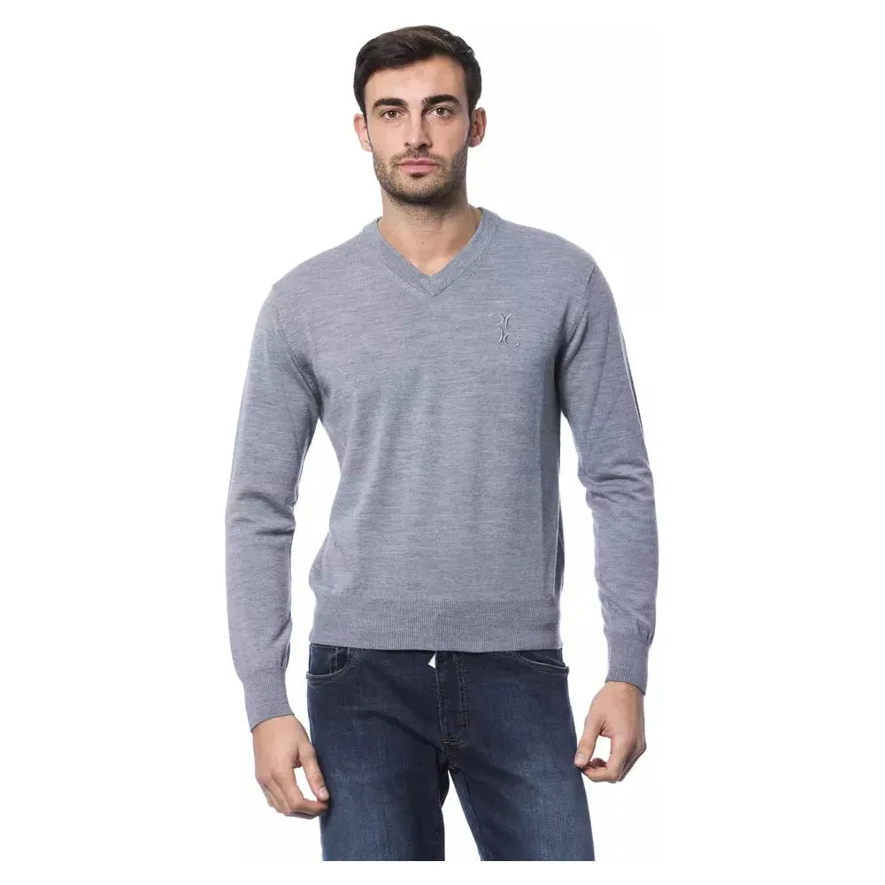 Billionaire Italian Couture Gray Merino Wool Men Sweater BI-10493-XXL