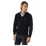 Uominitaliani Black Merino Wool Men Sweater Uominitaliani Black