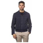 Verri Blue Wool Men Bomber Jacket Coats & Jackets Verri Dark Slate Gray