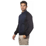 Verri Blue Cotton Men Bomber Jacket Coats & Jackets Verri Dark Slate Gray