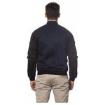Verri Blue Cotton Men Bomber Jacket Coats & Jackets Verri Dark Slate Gray