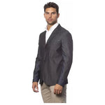 Verri Gray Cotton Men Blazer Verri Dark Slate Gray