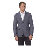 Verri Elegant Blue Single Breasted Blazer Verri Dim Gray