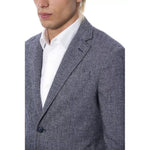 Verri Elegant Blue Single Breasted Blazer Verri Dim Gray