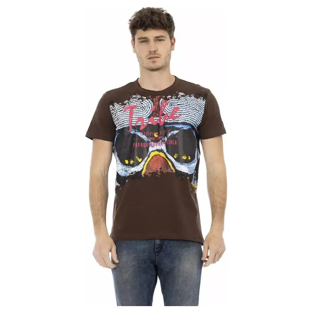 Trussardi Action Brown Cotton Men T-Shirt TR-22731-S