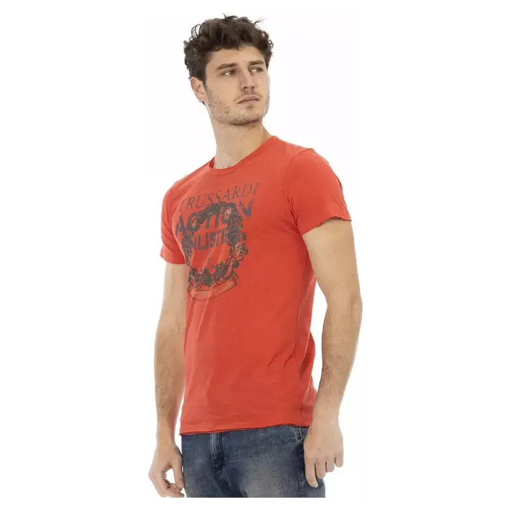 Trussardi Action Red Cotton Men T-Shirt