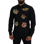 Dolce & Gabbana Black Gold Crown Slim Fit Dress Formal Shirt TSH83632- 37