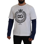 Dolce & Gabbana White Blue DG Crown Pullover Sweater TSH83633- 48