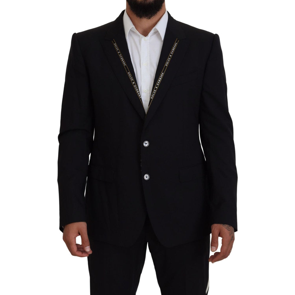 Dolce & Gabbana Black Wool Stretch Slim Fit Jacket Blazer KOS2105- 52