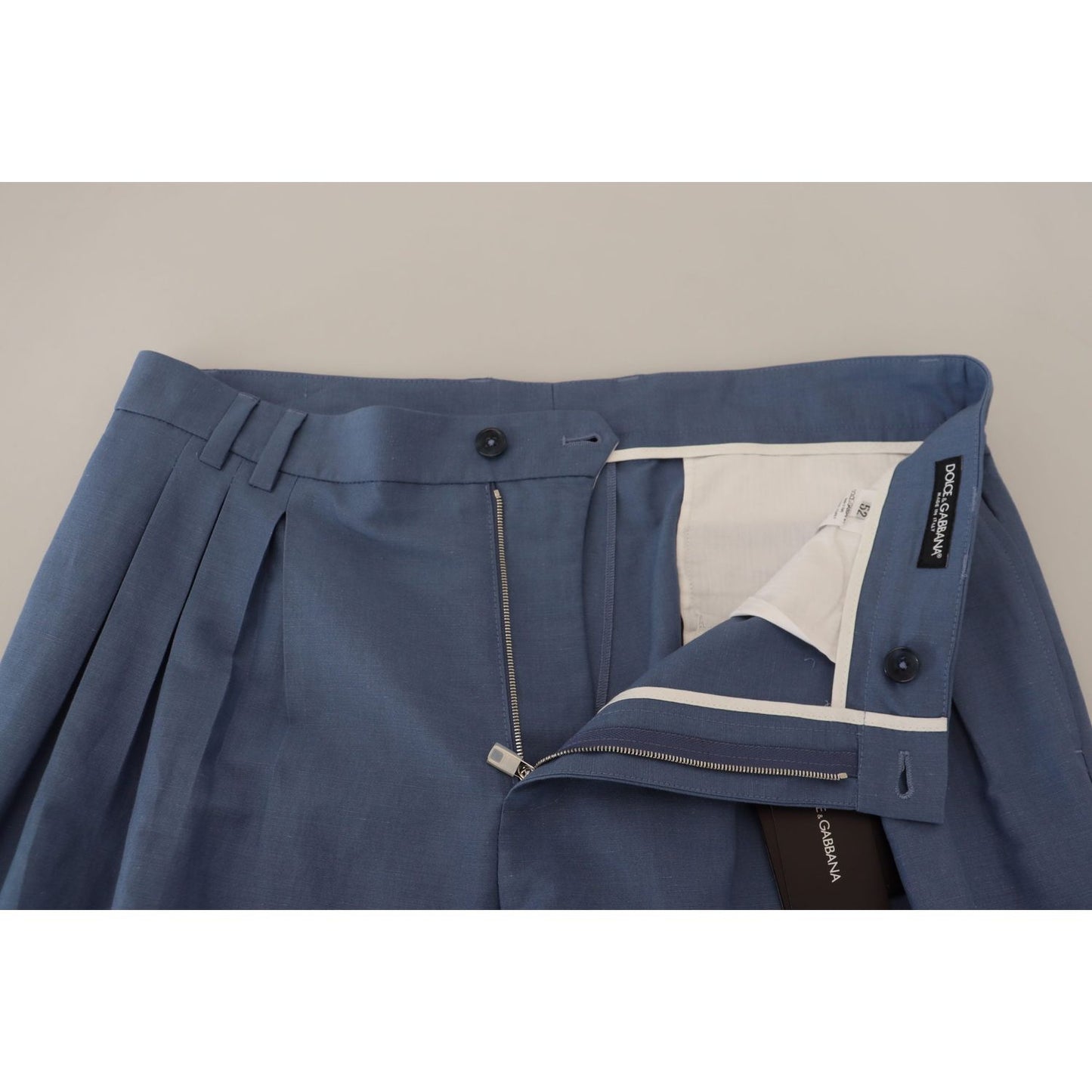 Dolce & Gabbana Blue Linen Chino Formal Pants PAN73289 - 52