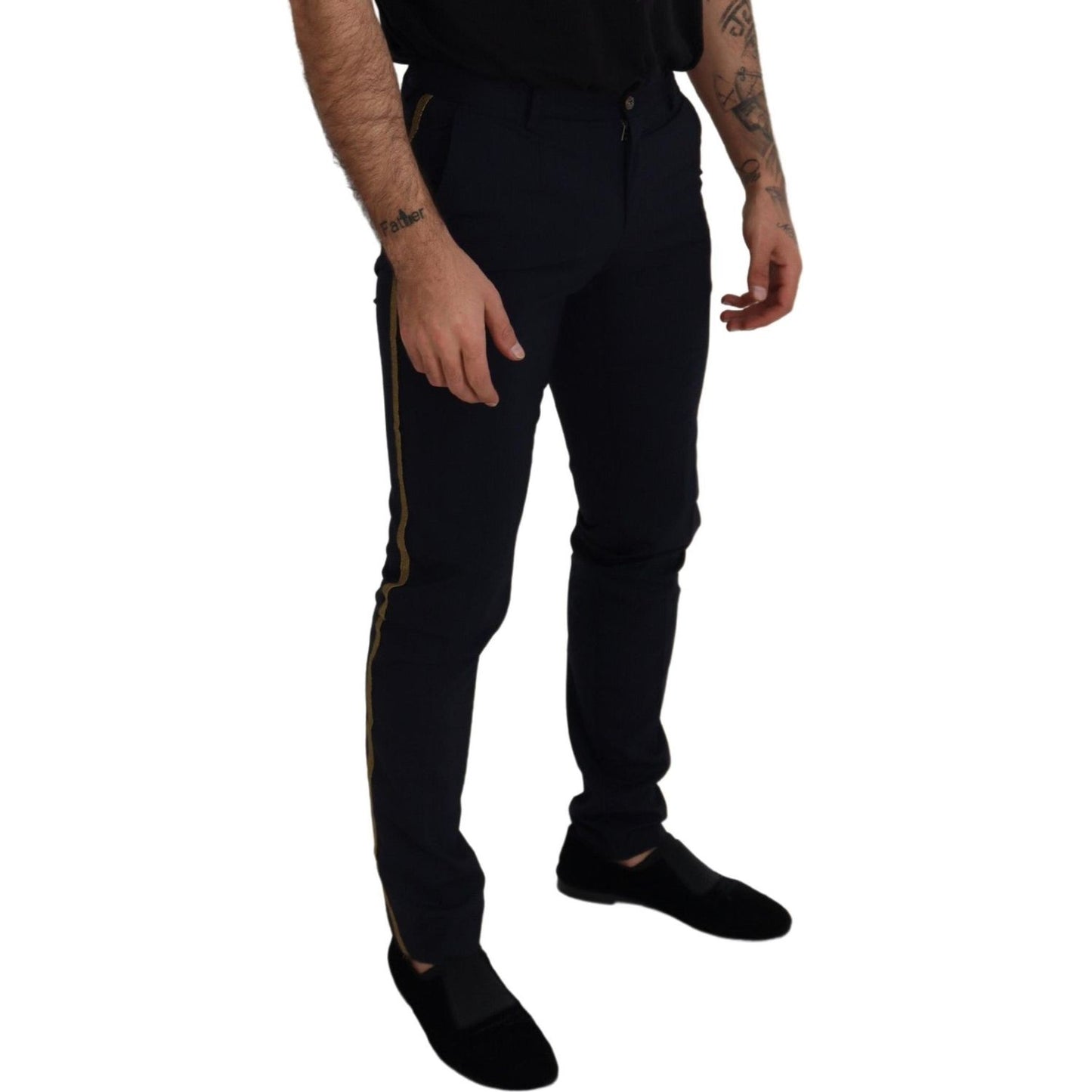 Dolce & Gabbana Black Wool Slim Formal Pants PAN73290 - 46