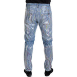 Dolce & Gabbana Blue Cotton Color Splash Print Denim Jeans PAN73300 - 48