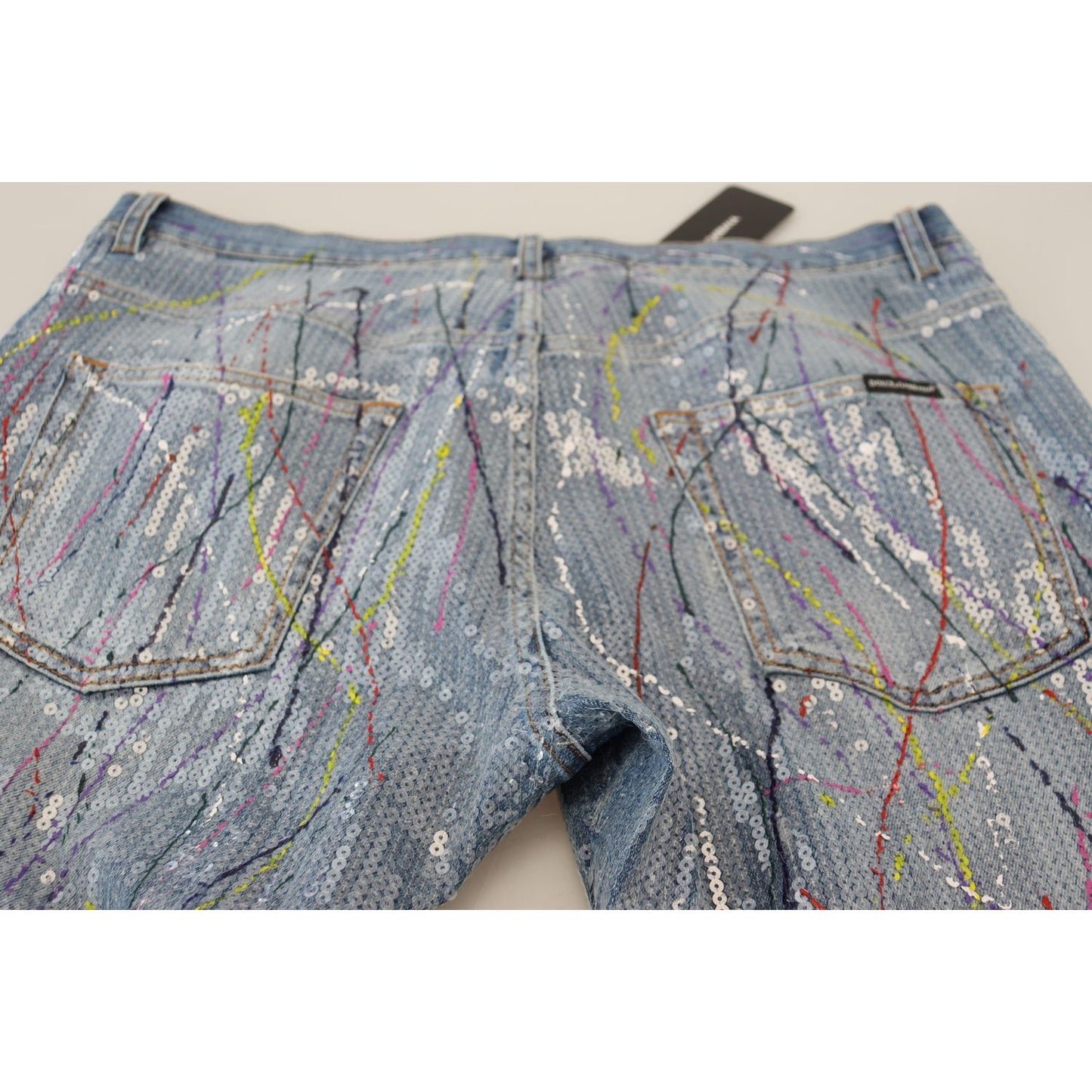 Dolce & Gabbana Blue Cotton Color Splash Print Denim Jeans PAN73300 - 48