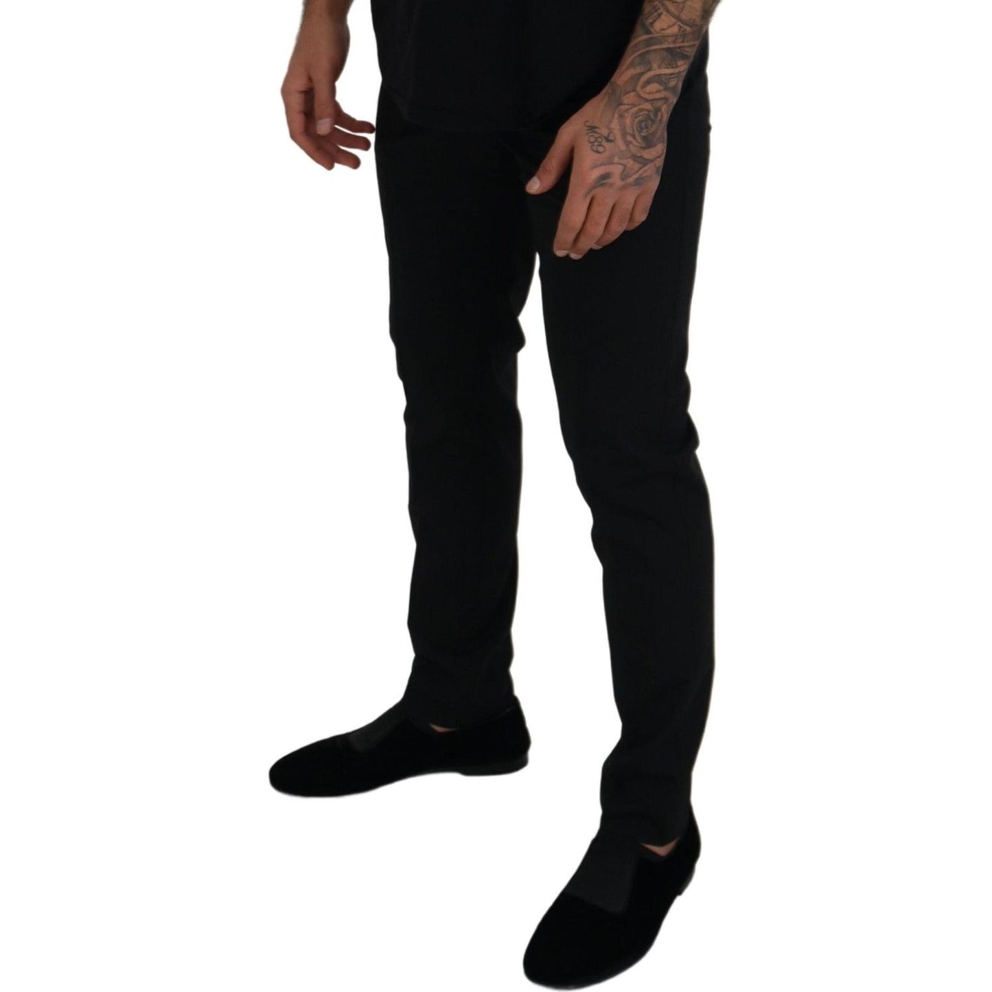 Dolce & Gabbana Black Polyester Chino Formal Pants PAN73338 - 48