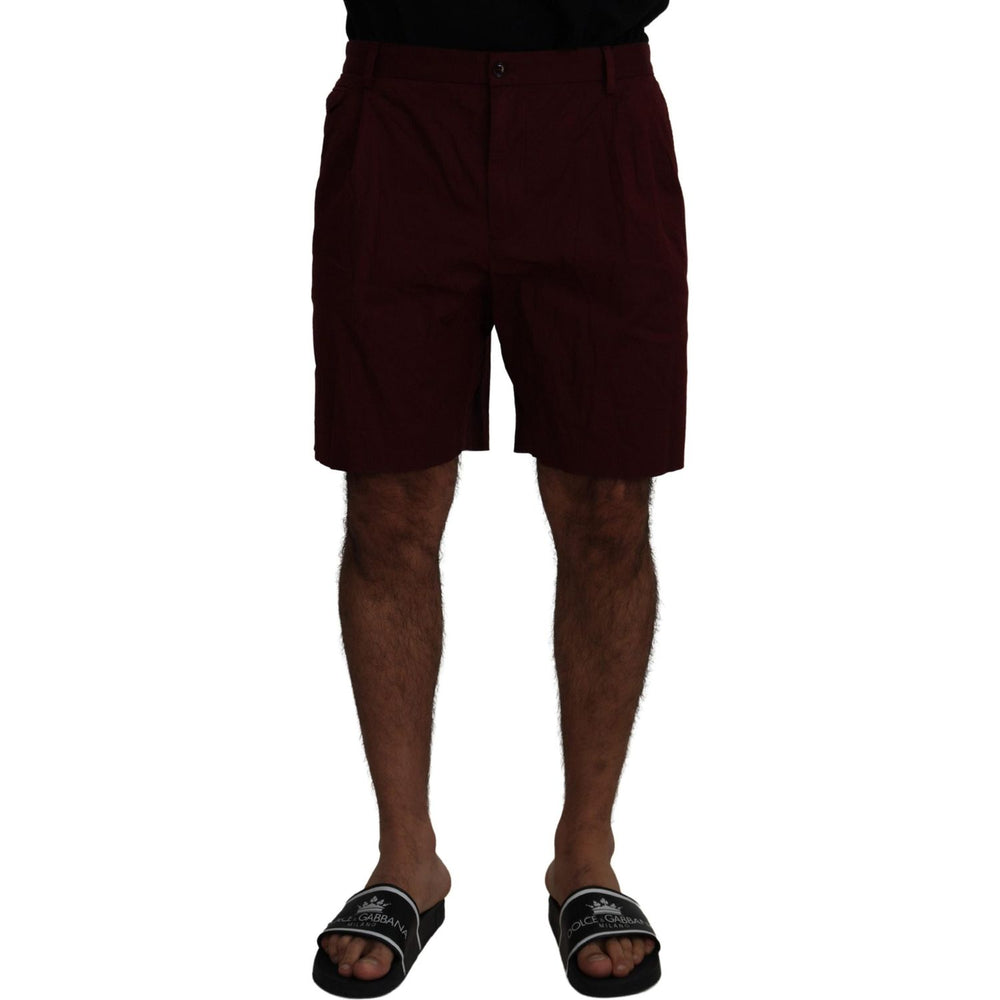 Dolce & Gabbana Maroon Cotton Bermuda Casual Shorts PAN74004 - 58