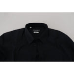 Dolce & Gabbana Black Cotton Slim Fit Formal Dress GOLD Shirt TSH82933# - 38