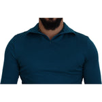 Dolce & Gabbana Blue Cotton Collared Slim Pullover Sweater TSH83075 - 48
