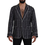 Dolce & Gabbana Blue Striped Silk Pajama Shirt Jacket TSH83577- IT4