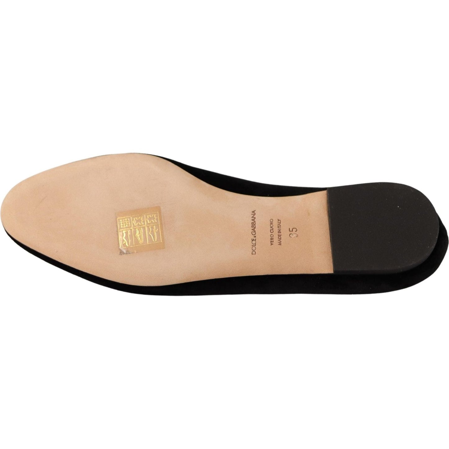 Dolce & Gabbana Black DG Sacred Heart Patch Slip On Flat Shoes LA9901 - 35