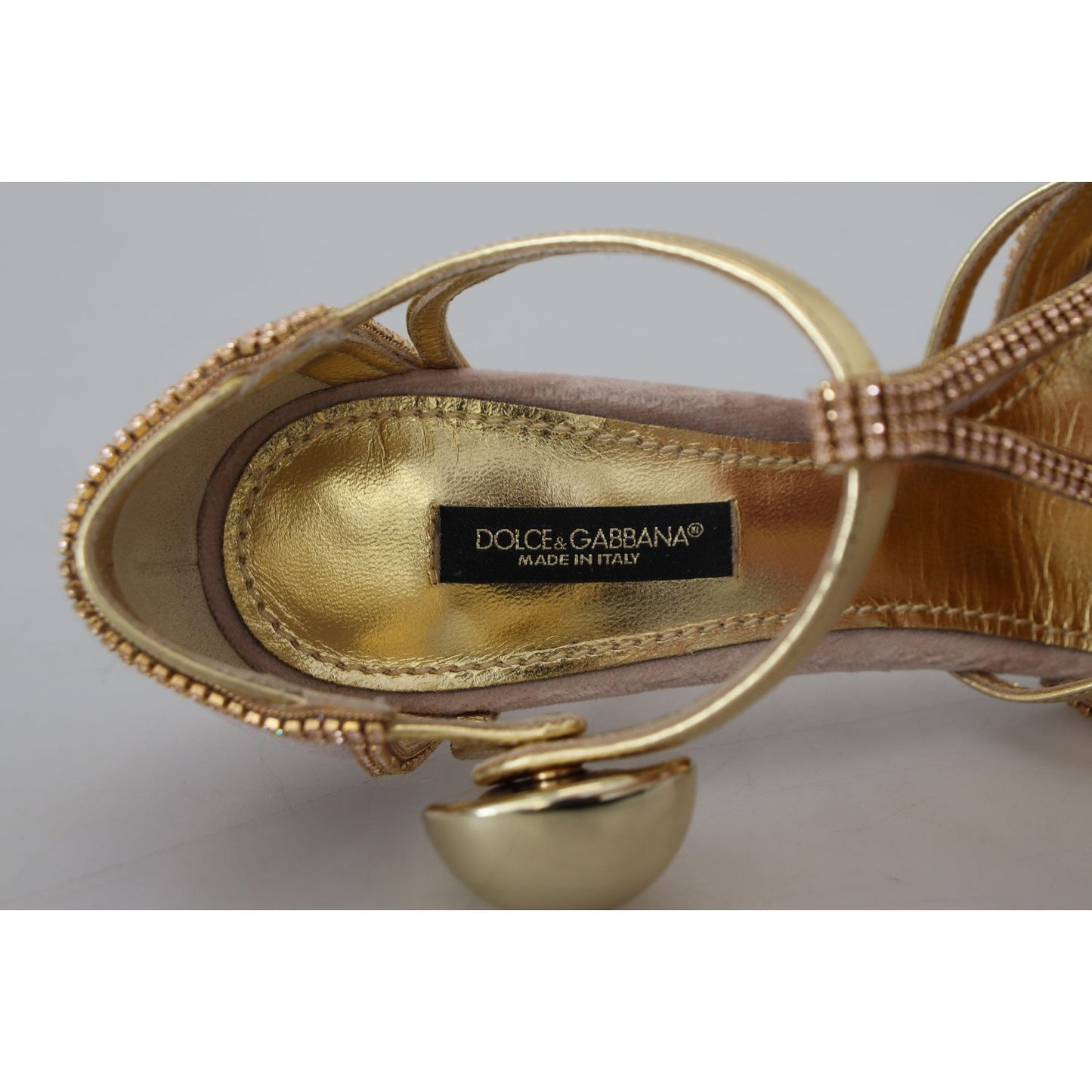 Dolce & Gabbana Pink Crystal T-strap Heels Pumps Shoes LA10020 - 36