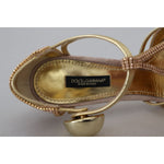 Dolce & Gabbana Pink Crystal T-strap Heels Pumps Shoes LA10020 - 36