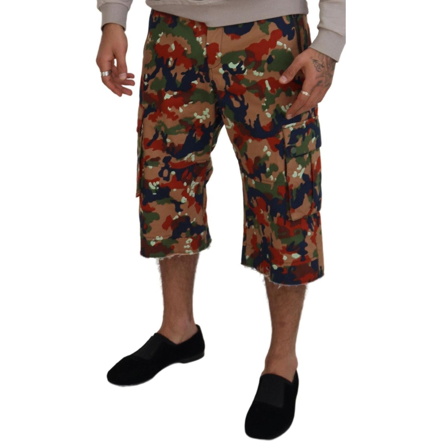Dolce & Gabbana Multicolor Cotton Camouflaged Cargo Shorts PAN74310 - 48