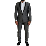 Dolce & Gabbana Black White Silk MARTINI Slim Fit Suit KOS2123- 44