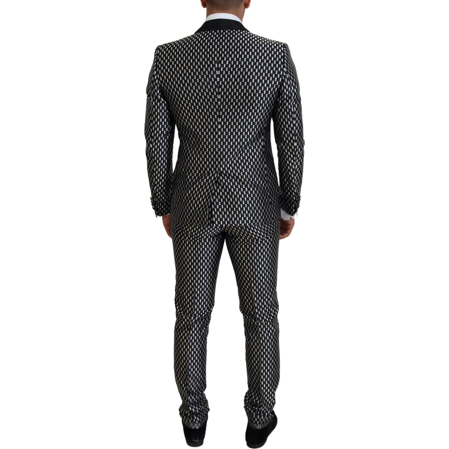 Dolce & Gabbana Black White Silk MARTINI Slim Fit Suit KOS2123- 44
