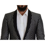 Dolce & Gabbana Black White Silk MARTINI Slim Fit Suit KOS2123- 44