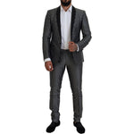 Dolce & Gabbana Black White Silk MARTINI Slim Fit Suit KOS2123- 44