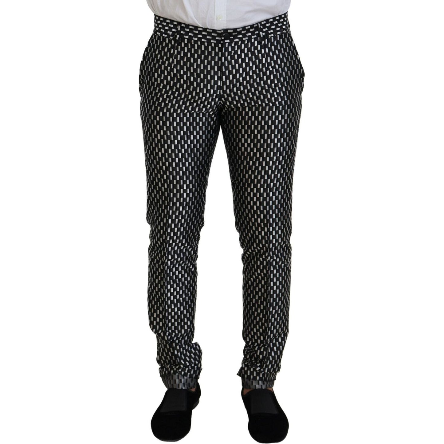 Dolce & Gabbana Black White Silk MARTINI Slim Fit Suit KOS2123- 44