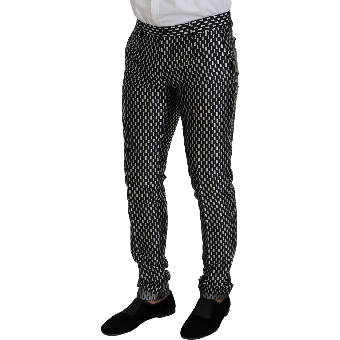 Dolce & Gabbana Black White Silk MARTINI Slim Fit Suit KOS2123- 44