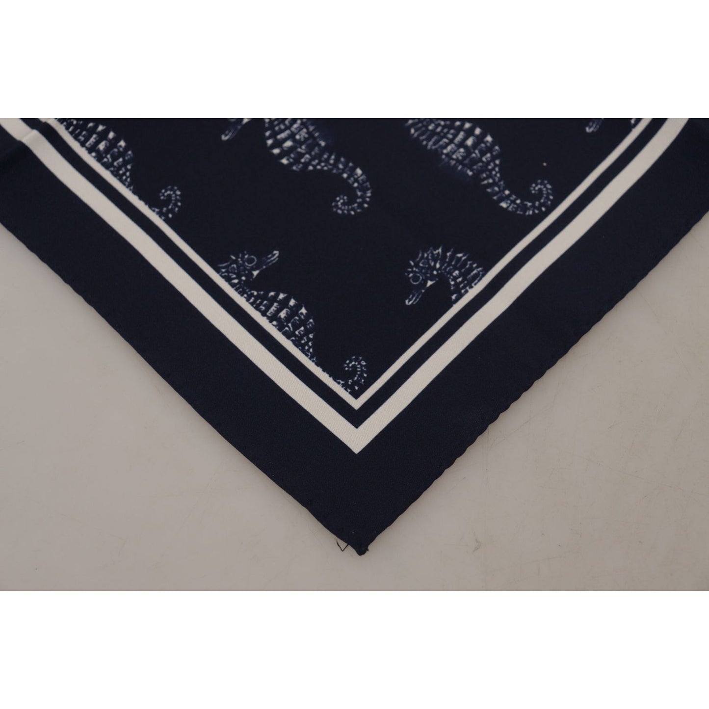 Dolce & Gabbana Blue Seahorse DG Printed Square Handkerchief Scarf MS6281