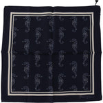 Dolce & Gabbana Blue Seahorse DG Printed Square Handkerchief Scarf MS6281