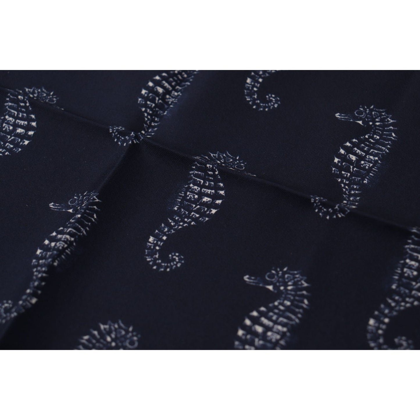 Dolce & Gabbana Blue Seahorse DG Printed Square Handkerchief Scarf MS6281