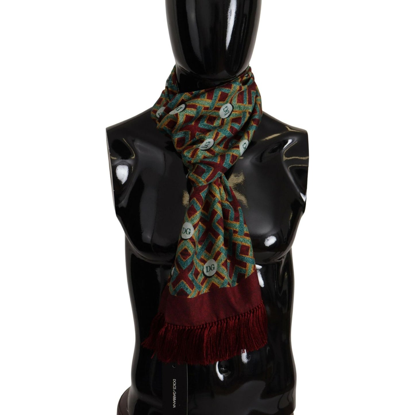 Dolce & Gabbana Multicolor DG Logo Shawl Warm Neck Wrap Fringe Scarf MS6297