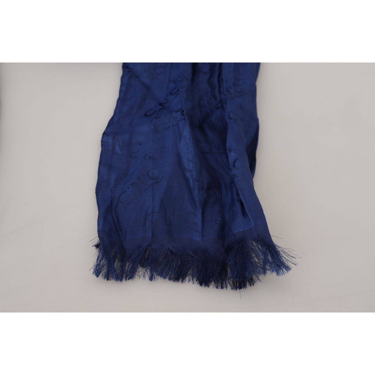 Costume National Blue Silk Shawl Foulard Fringes Scarf MS6886