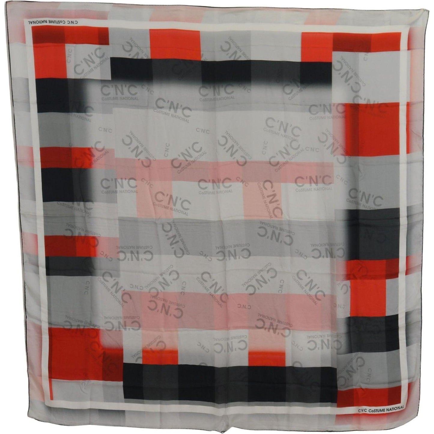 Costume National Gray Red Shawl Foulard Wrap Scarf MS6881