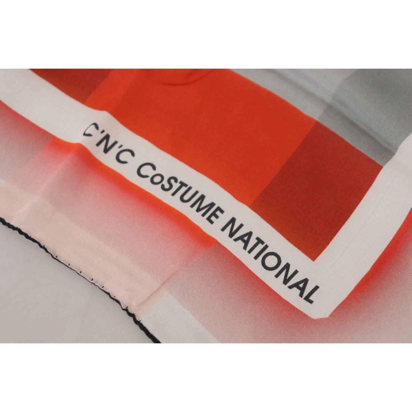 Costume National Gray Red Shawl Foulard Wrap Scarf MS6881