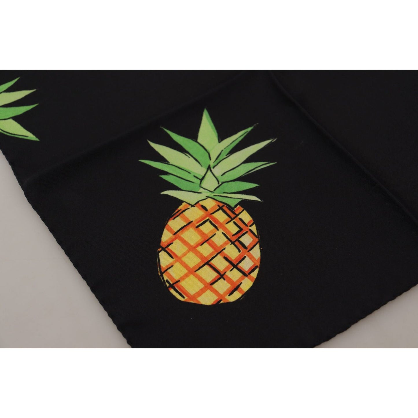 Dolce & Gabbana Black Pineapple Printed Square Handkerchief Scarf MS6347